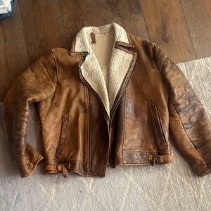 Men's Brown Leather Jacket with Shearling Lining